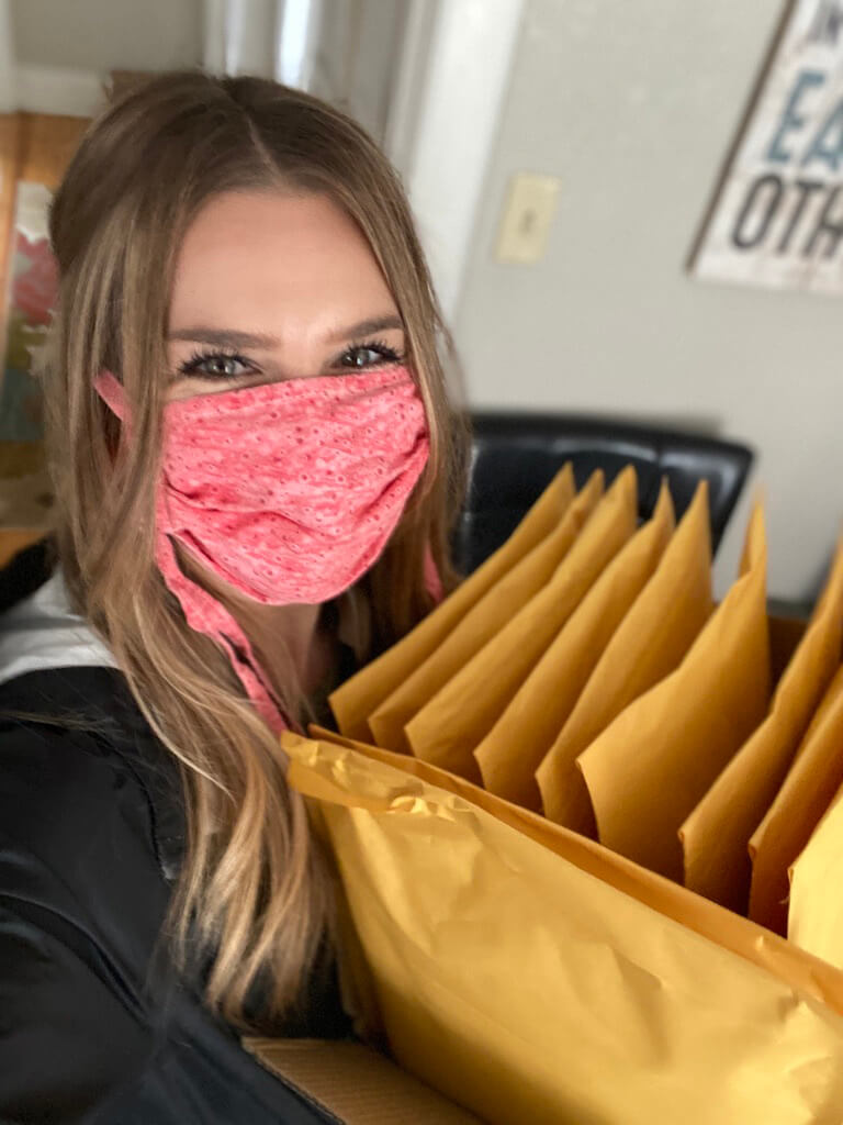 Sarah delivering packages