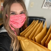 Sarah delivering packages